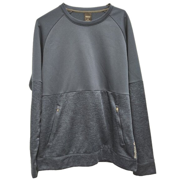 Reebook Mens Speedwick Activewear Top Medium Blue Long Sleeve Crew Neck Pullover - Picture 1 of 6